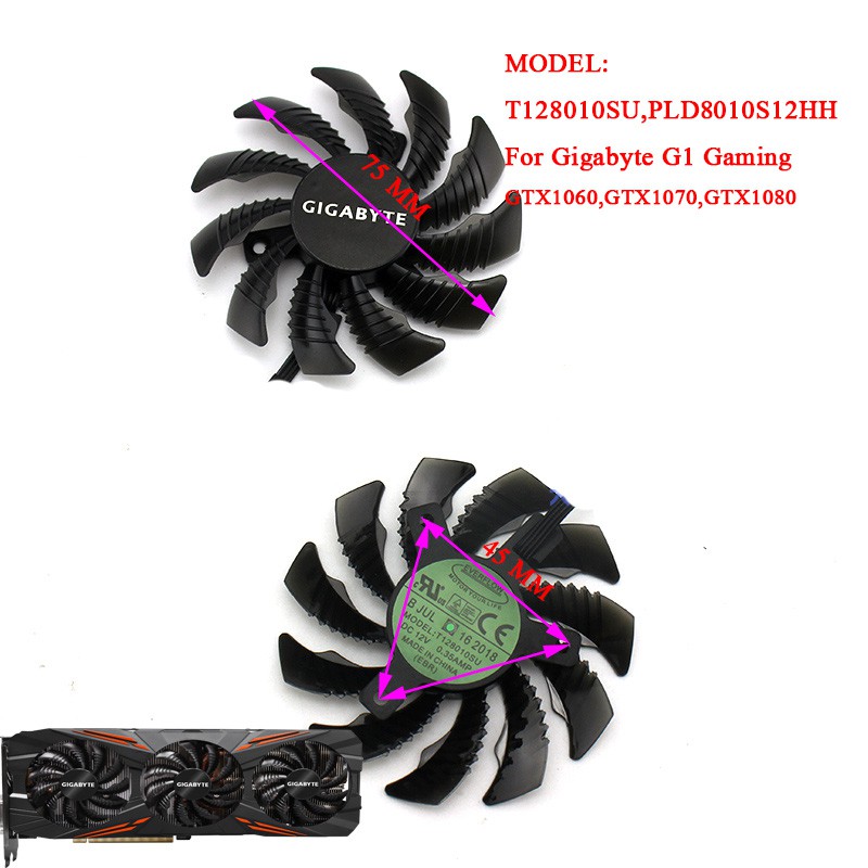 (พัดลม Gigabyte)FAN Model T128010SU For Gigabyte G1 Gaming GTX1070,GTX1080  สินค้ามือหนึ่ง