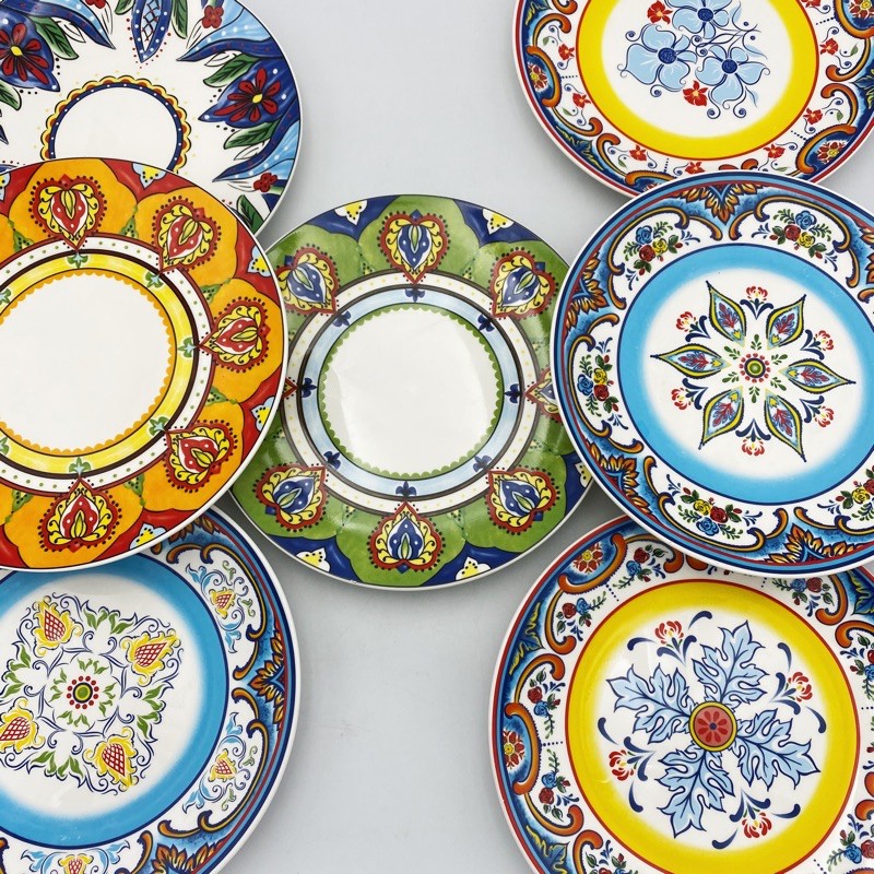 Mexican Collection จานสไตล์แม็กซิกัน มีลวดลายสีสันสดใส เนื้อเซรามิค