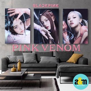 โปสเตอร์ไม้ Blackpink PINK VENOM K-POP สําหรับตกแต่งผนังห้อง