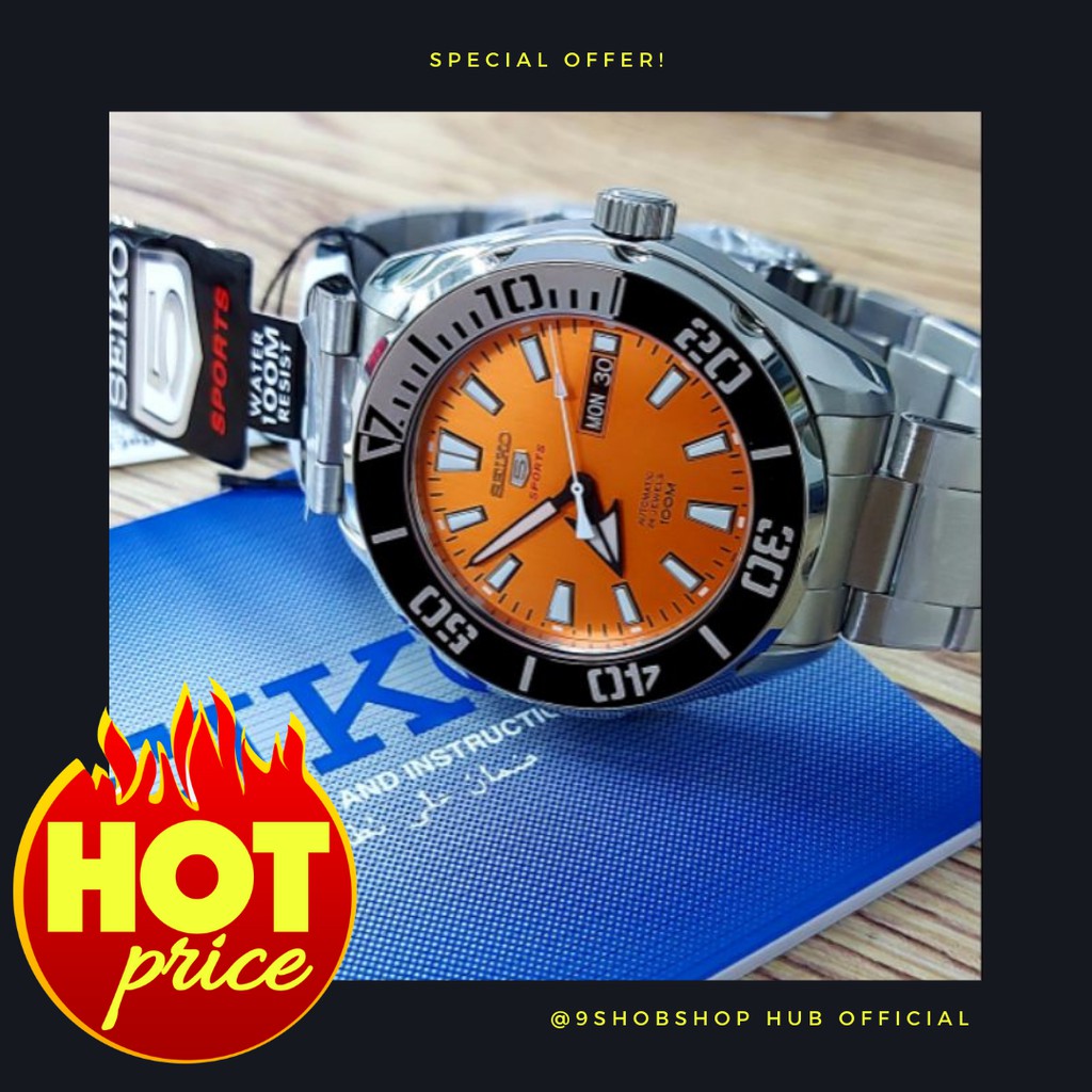SALE ❗️❗️  [NEW สินค้าใหม่พร้อมส่ง] นาฬิกา SEIKO 5 Sport Automatic รุ่น SRPC55K1 หน้าส้ม