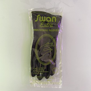 Swan Extra INDUSTRIAL GLOVES ถุงมือยางสีดำ ไซส์ 9.5 บรรจุ 1 คู่