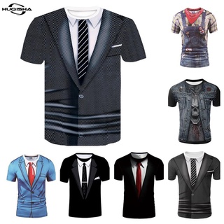 ใหม่เสื้อยืดลําลองแฟชั่นสําหรับผู้ชายผู้หญิงแขนสั้นคอสเพลย์ลาย 3D Gentleman