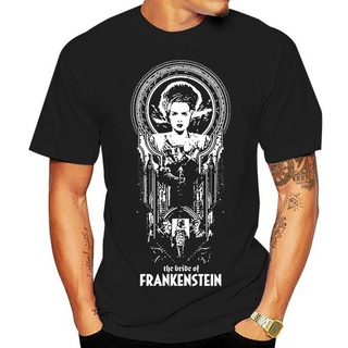 เสื้อยืดผ้าฝ้ายพิมพ์ลายแฟชั่น เสื้อยืด ลายโปสเตอร์ The Bride of Frankenstein V37 (สีดํา) ทุกขนาด S-5XL