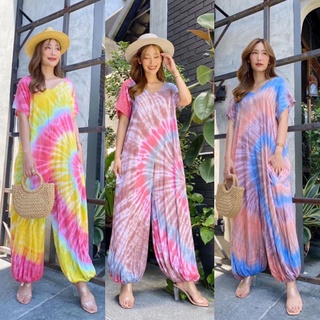 ชุดจั๊มสูทมัดย้อม Jinny Tie Dyed Jumpsuit งานแบรนด์ เกร๋ๆ