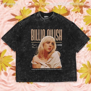 เสื้อยืดผ้าฝ้ายพิมพ์ลายขายดี เสื้อยืด ขนาดใหญ่ พิมพ์ลาย WASHING TEE BILLIE EILISH | Unisex | 002