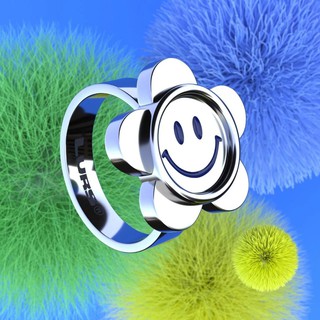 LURS Blue smiley flower ring