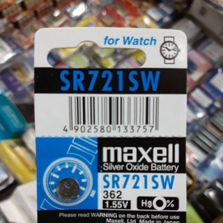 (1ก้อน) ถ่านกระดุม Maxell Sr721SW, 362 1.55V จำนวน 1ก้อน  Silver Oxide Battery ของใหม่ ของแท้