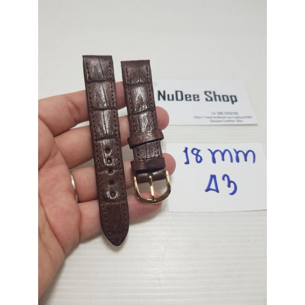 ⌚ สายนาฬิกา 18 mm. หนังจระเข้แท้ ⌚ ( มีบัคคิ้ล ) ⌚ สายนาฬิกาหนังจระข้แท้