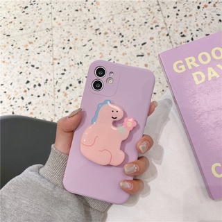 เคสโทรศัพท์มือถือ ลายไดโนเสาร์น่ารัก สีม่วง เรียบง่าย สําหรับ Samsung A6 A7 A8 A9 2018 A6 A8 Plus J2 Prime J3 Pro J4 J5 J6 J7 M31S M11 A11