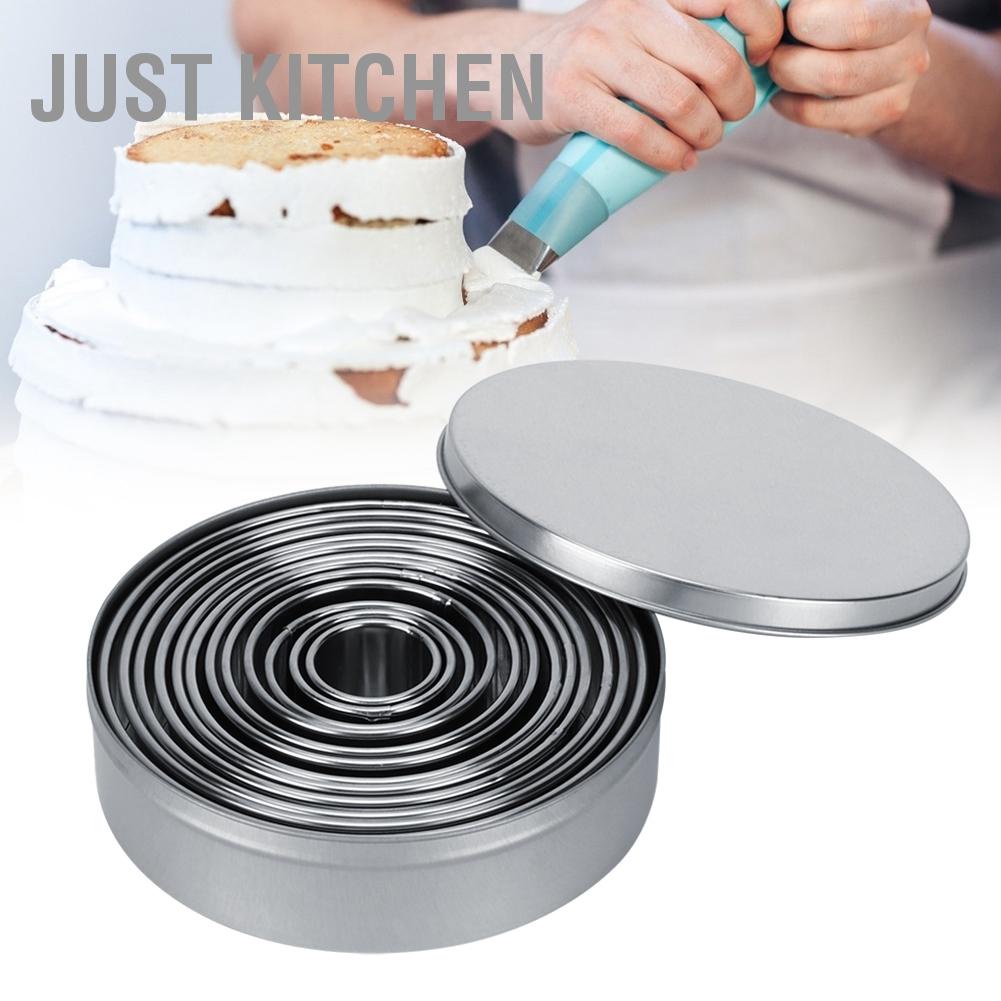 Just Kitchen 12pcs Portable Round Cutting Cookie Molds Mousse Cake Mould Stainless Steel Ring Pastry Baking Accessories