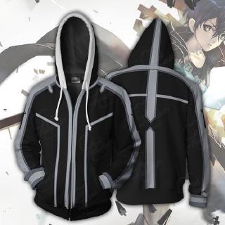 เสื้อแจ็กเก็ต เสื้อฮู้ดดี้ มีซิป พิมพ์ลายอนิเมะ Sword Art Online 3d