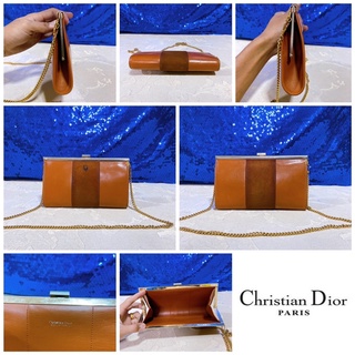 👝: CHRISTIAN DIOR Brown Leather Shoulder Bag Vintage แท้💯%