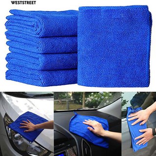 ✅COD ผ้าเช็ดทำความสะอาด 5Pcs Blue Soft Absorption Car Car Care ผ้าทำความสะอาดผ้าไมโครไฟเบอร์