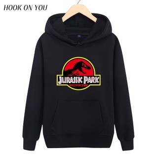 เสื้อกันหนาว คอเต่า ผ้าฝ้าย มีฮู้ด ลายไดโนเสาร์ Jurassic Park แฟชั่นฤดูใบไม้ร่วง และฤดูหนาว สําหรับผู้ชาย