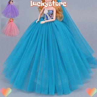 LUCKY 30cm Dolls Clothes Toys Dollhouse Ornaments Princess Dress 5 Colors Doll Accessories Fashion Trailing Wedding Bride Marriage Dresses/Multicolor