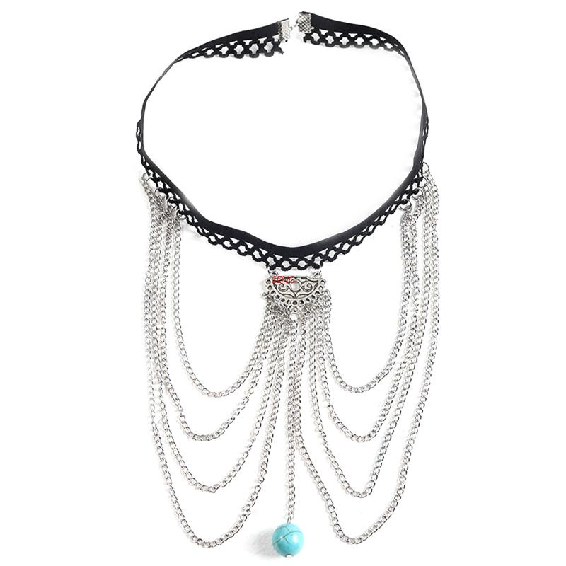 seng Metal Lady Body Chain Sexy Style Simple Multilayer Bead Pendant