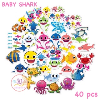Sticker 🐟 สติ๊กเกอร์ BABY SHARK H153 เบบี้ชาร์ค 40ชิ้น เบบี้ชัค ปลา ฉลาม เบบี้ ชาค ชาร์ค ปลาฉลาม เพลง การ์ตูน โลมา นีโม