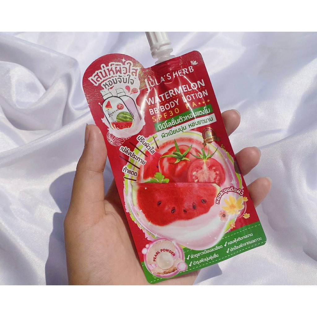 Jula's Herb Watermelon BB Body Lotion 40ml SPF30PA จุฬาเฮิร์บ บีบี โลชั่นตัวหอมแตงโม ครีมซอง