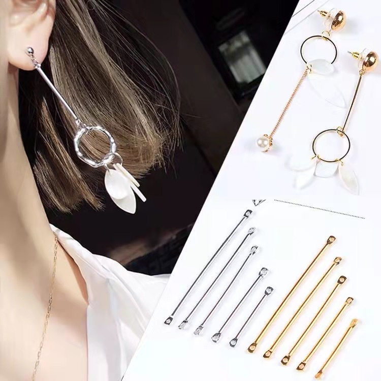 ก้านเชื่อมต่อ แบบสองรู สําหรับทําเครื่องประดับ ต่างหู แฮนด์เมด DIY 100 ชิ้น ต่อล็อต