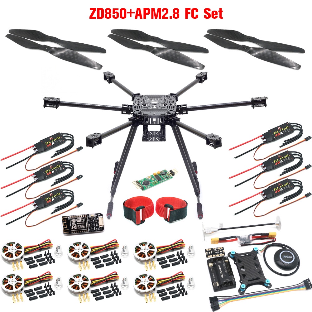 Zd850 ชุดมอเตอร์คาร์บอนไฟเบอร์ 850 มม. APM2.8 Pixhawk 2.4.8 Flight Comtrol 5010 360KV BLHeli 40A Bru