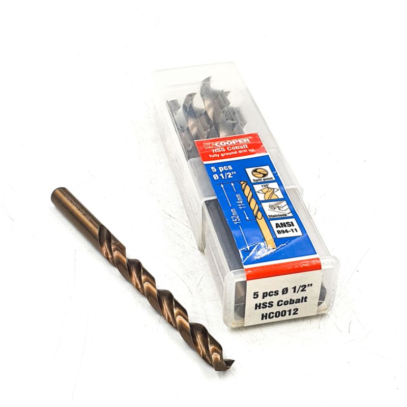 CF COOPER ดอกสว่านเจาะเหล็กและสแตนเลส คุณภาพสูง 3/8"-1/2"