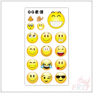 ✿ Funny Q Emoji Mini Temporary Tattoo สติ๊กเกอร์ ✿ 1Sheet Waterproof Tattoos for Sexy Arm Clavicle Body Art Hand Foot