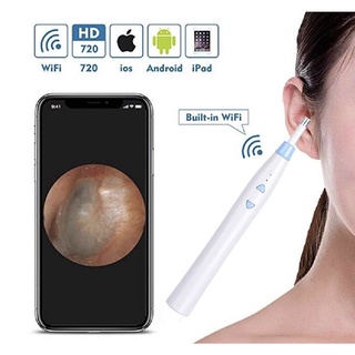 พร้อมส่ง HD WiFi EarCAMERA Otoscope 720 P Wireless Endoscope 6 LED Ear Endoscope Camera Earwax Cleaner Tool F180