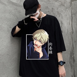 เสื้อยืดผ้าฝ้าย Jujutsu Kaisen เสื้อยืดแขนสั้นพิมพ์ลายสไตล์ฮาราจูกุทรงหลวมสําหรับผู้หญิงและผู้ชาย