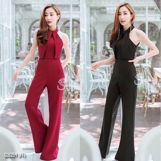 CL6159 Jumpsuit  จั้มสุทขาายาวขาบานนิดๆ