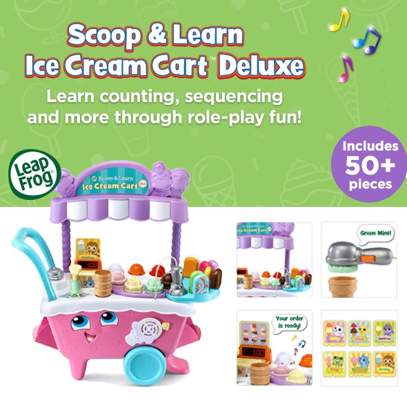 รถขายไอศครีมเด็ก รุ่นใหม่ LeapFrog Scoop and Learn Ice Cream Cart สื่อการสอนเด็กแนวของเล่น จากแบรนด์ดัง นำเข้า USA