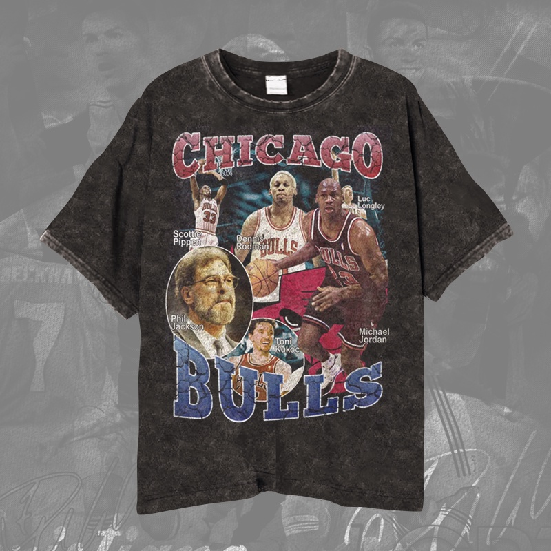 Nba Legend Players Of Chicago Bulls เสื้อยืดวินเทจ/Kaos Basketball Ball Chicago Bulls Unisex