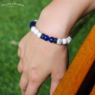 The Ours Stone X Special Charms กำไลหินแท้ (Howlite/ Lapis Lazuli)