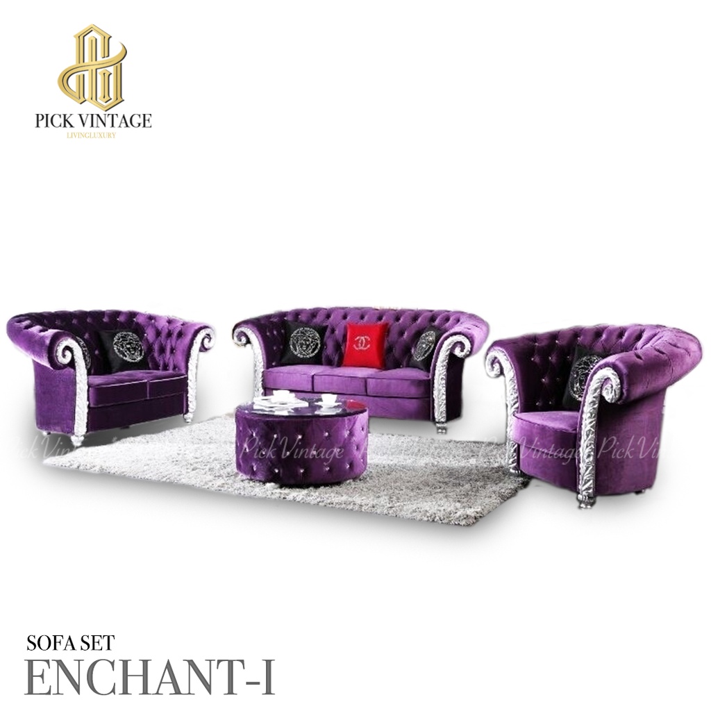 ชุดโซฟาหลุยส์ลักซ์ชัวรี่ 3ชิ้น พร้อมโต๊ะกลาง รุ่น Enchan เอ็นแชนท์-1