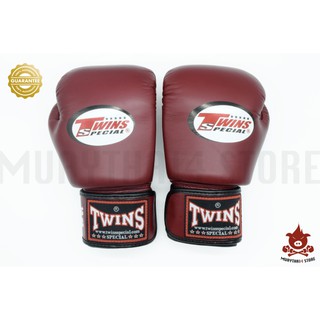 นวมชกมวย TWINS SPECIAL BOXING GLOVES BGVL-3 Burgandy นวมต่อยมวย หนังแท้ สีแดง เลือดหมู