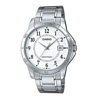 CASIO Gent quartz นาฬิกาข้อมือผู้ชาย สีเงิน สายสแตนเลส รุ่น MTP-V004D-7BUDF