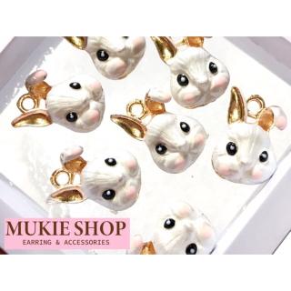 Mukie shop DIY จี้ ตัวห้อย จี้ห้อย Mr.Rabbit ตัวห้อยกระต่าย พร้อมรูคล้อง แพ็ค 10 ชิ้น DIYเครื่องประดับ