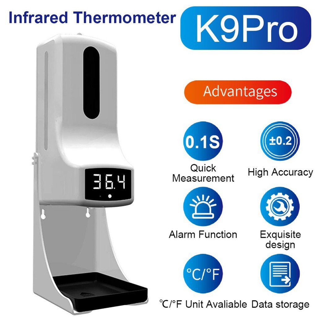 *ของแท้* เครื่องวัดอุณหภูมิ K9 Pro K3+ เครื่องวัดไข้ วัดอุณหภูมิติดผนัง พ่นแอลกอฮอล์อัตโนมัติ พร้อมขาตั้ง
