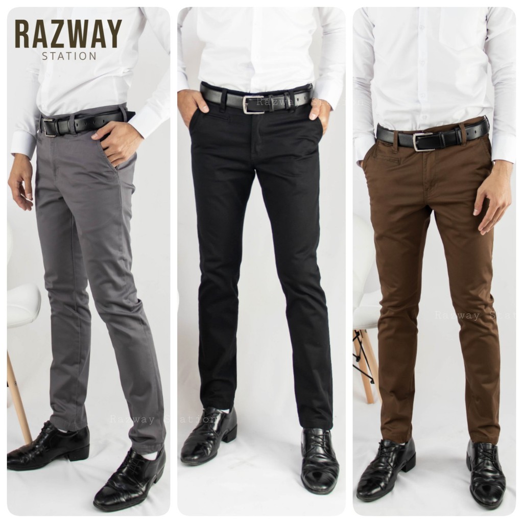 Razway กางเกงชิโน่ ผ้ายืด”นุ่มสบาย เข้ารูป กางเกงสแล็คชาย รุ่น RT612