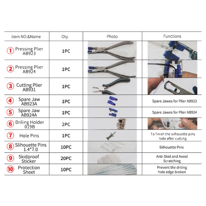 Kellnny Professional แว่นตา Plier ชุด Rimless Disassembly กรอบแว่นตา Optical Too - รูปที่ 4