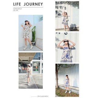 ชุดเดรสมินิมอลผ้าฝ้ายพิมพ์ลายรูปแบบน่ารัก ชุดเดรสผ้าฝ้าย ชุดเดรสสั้น