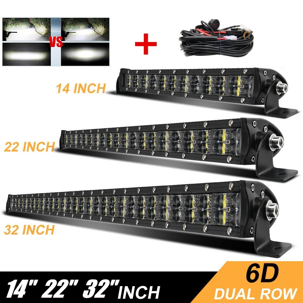 6D Bright 22'' 32'' OFFROAD LED WORK LIGHT BAR 200W 300W SPOT FLOOD