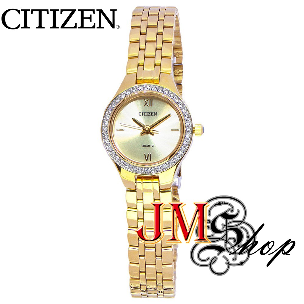 CITIZEN นาฬิกาข้อมือผู้หญิง สแตนเลสแท้ รุ่นEJ6142-51P (สีทอง)