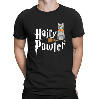 เสื้อยืด ผ้าฝ้าย 100% พิมพ์ลายแมว Harry Pawter Wiz * Rd Animal สําหรับผู้ชาย