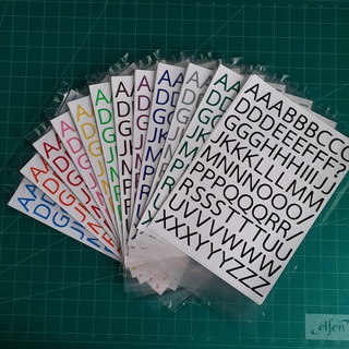 สติกเกอร์ตัวอักษรภาษาอังกฤษทั้งชุดแบบที่A11 ไดคัทเป็นตัวๆด้วยเครื่องตัดสติกเกอร์ ความสูงตัวอักษรประมาณ 2.5 ซม.จำนวน2แผ่น