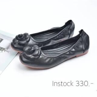 size 36-42 | Flat flower รองเท้าคัทชู ผู้หญิง ส้นแบน ทรงบัลเลต์ คุณภาพดี ด้านหน้าประดับดอกไม้