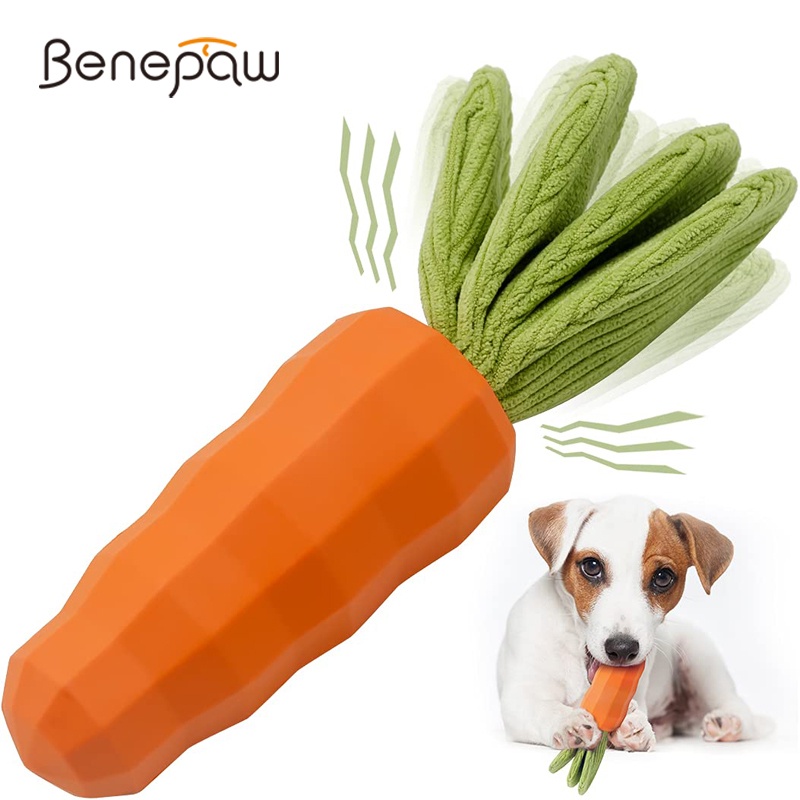 Benepaw ของเล่นเคี้ยวยางธรรมชาติ รูปแครอท ทําความสะอาดฟัน สําหรับสัตว์เลี้ยง สุนัข