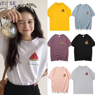 🌿SHOP MKLเสื้อยืดแขนั้น พิมพ์ลายแตงโม ผ้านิ่ม ใส่สบาย คอกลม🍉#9638