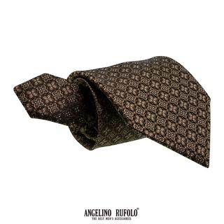 ANGELINO RUFOLO Necktie(NTN-กฟ.รวม) เนคไทผ้าไหมทออิตาลี่คุณภาพเยี่ยม ดีไซน์ Graphic สีม่วง/ดำ/เทา/กรม/ฟ้า/น้ำตาล/แดง