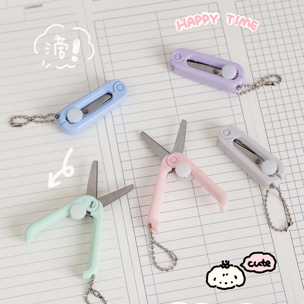 Letit กรรไกรตัดสีมาการอง แบบพกพา ขนาดเล็ก พับเก็บได้ สําหรับนักเรียน สํานักงาน