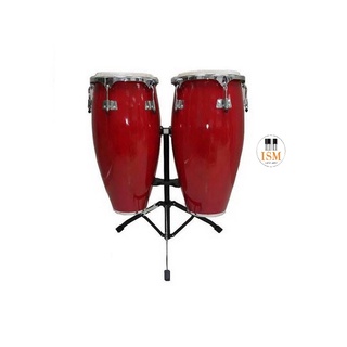 Rock Impact กลองทอมบ้า 10"-11" Wood Tomba Drum พร้อมขาตั้ง รุ่น สีแดง ขอบโครเมี่ยม